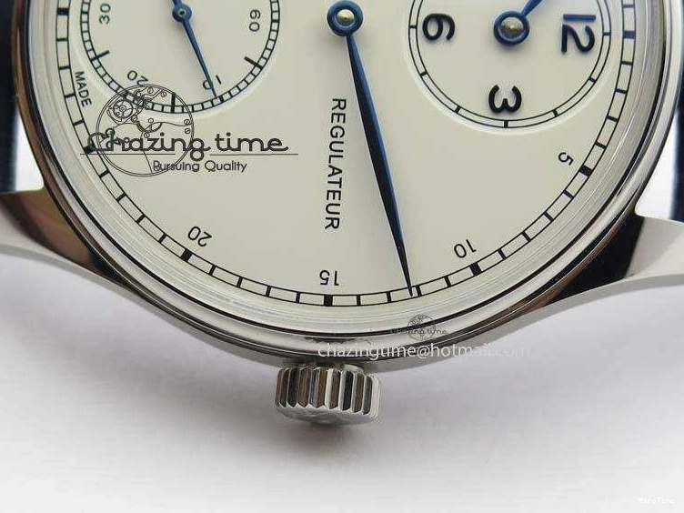 MIROTIME 0421 Portuguese IW5444 SS White Dial Blue Numbers On Blue Leather Strap A Modern 7258